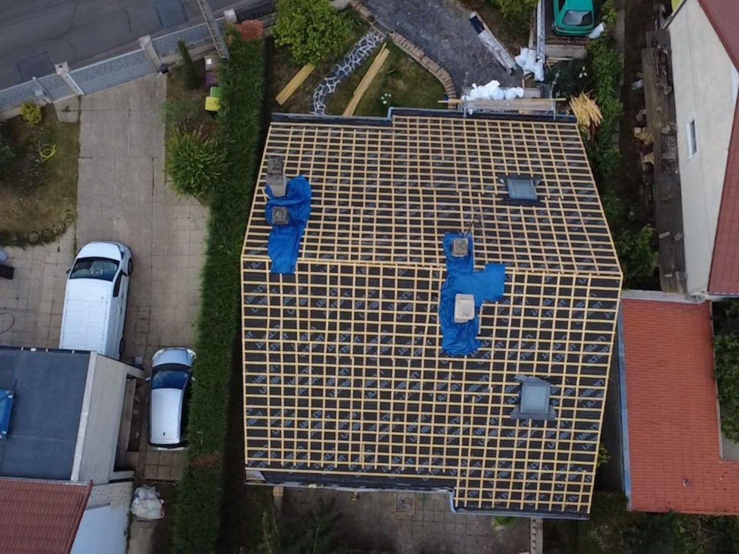 Rénovation de toiture AG Toiture — vue aérienne du chantier